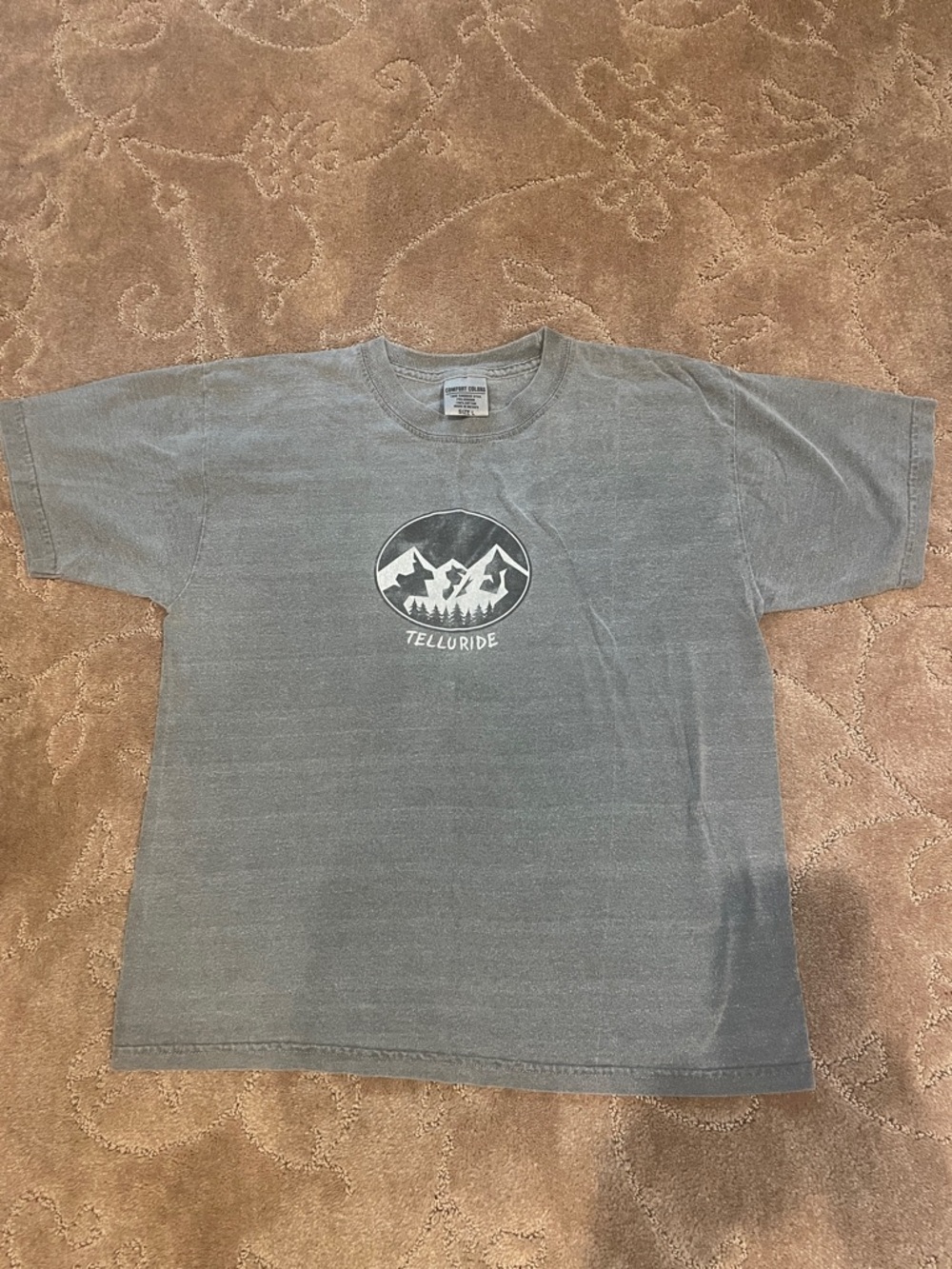 Kids Telluride gray tshirt, comfort colors, size L